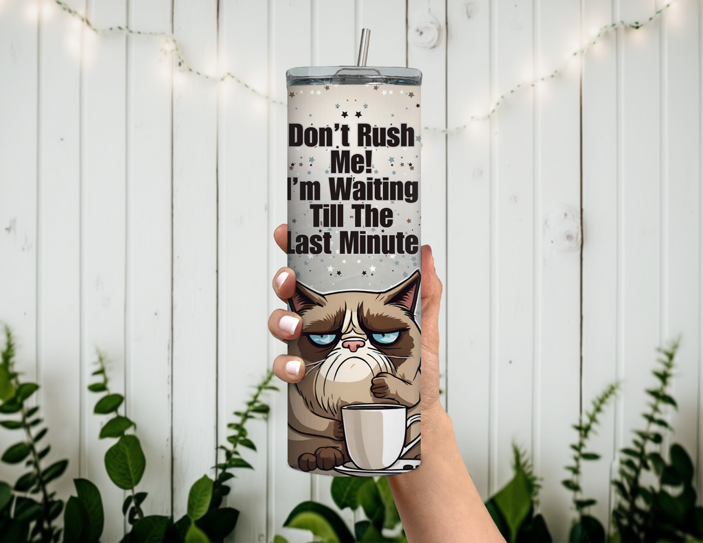 Sarcastic Cat Don't Rush Me 20 oz Skinny Sublimation Tumbler