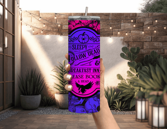 Sleepy Hollow Pink and Purple Skulls 20 oz Skinny Tumbler