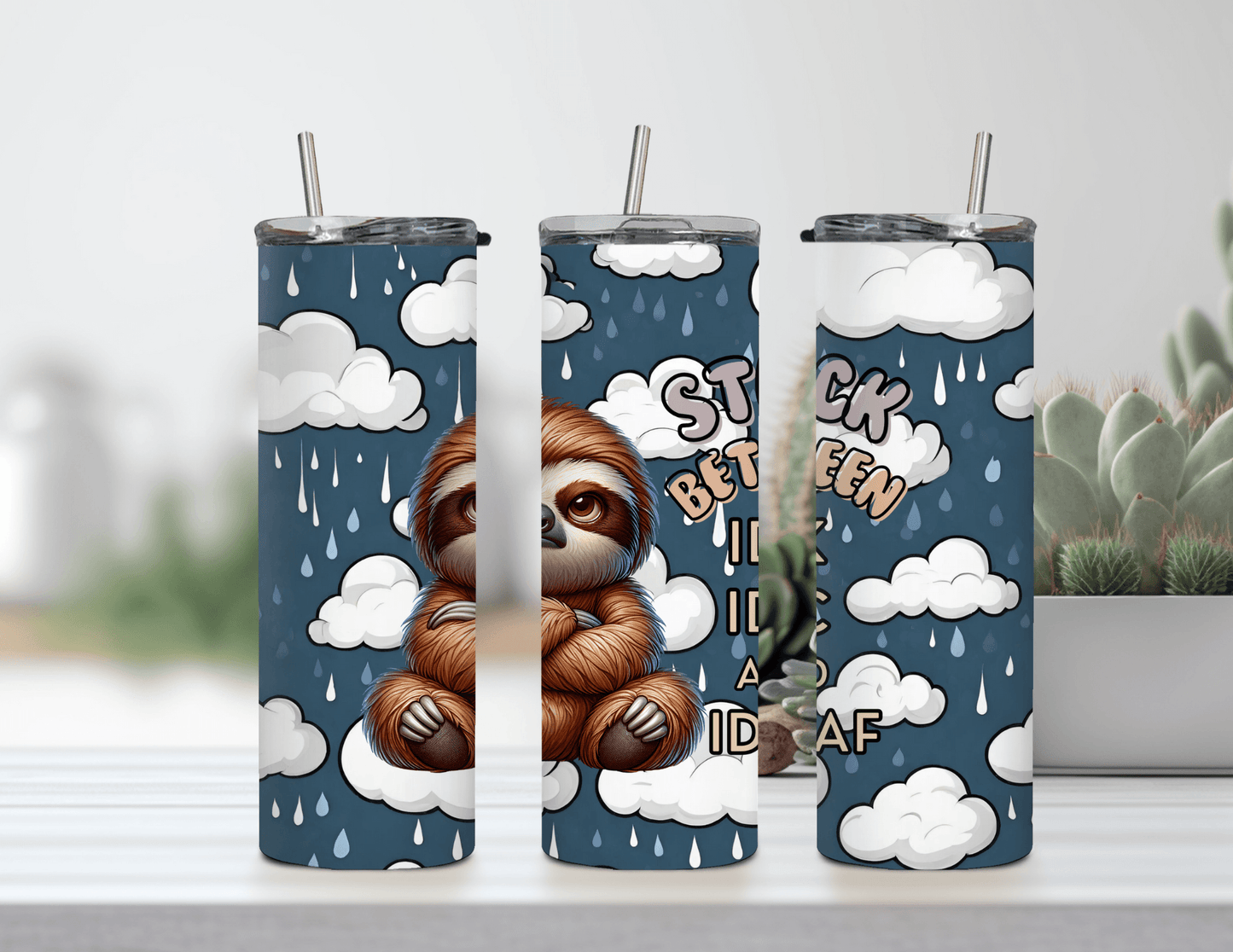 Funny Sloth Grumpy 20 oz Skinny Tumbler