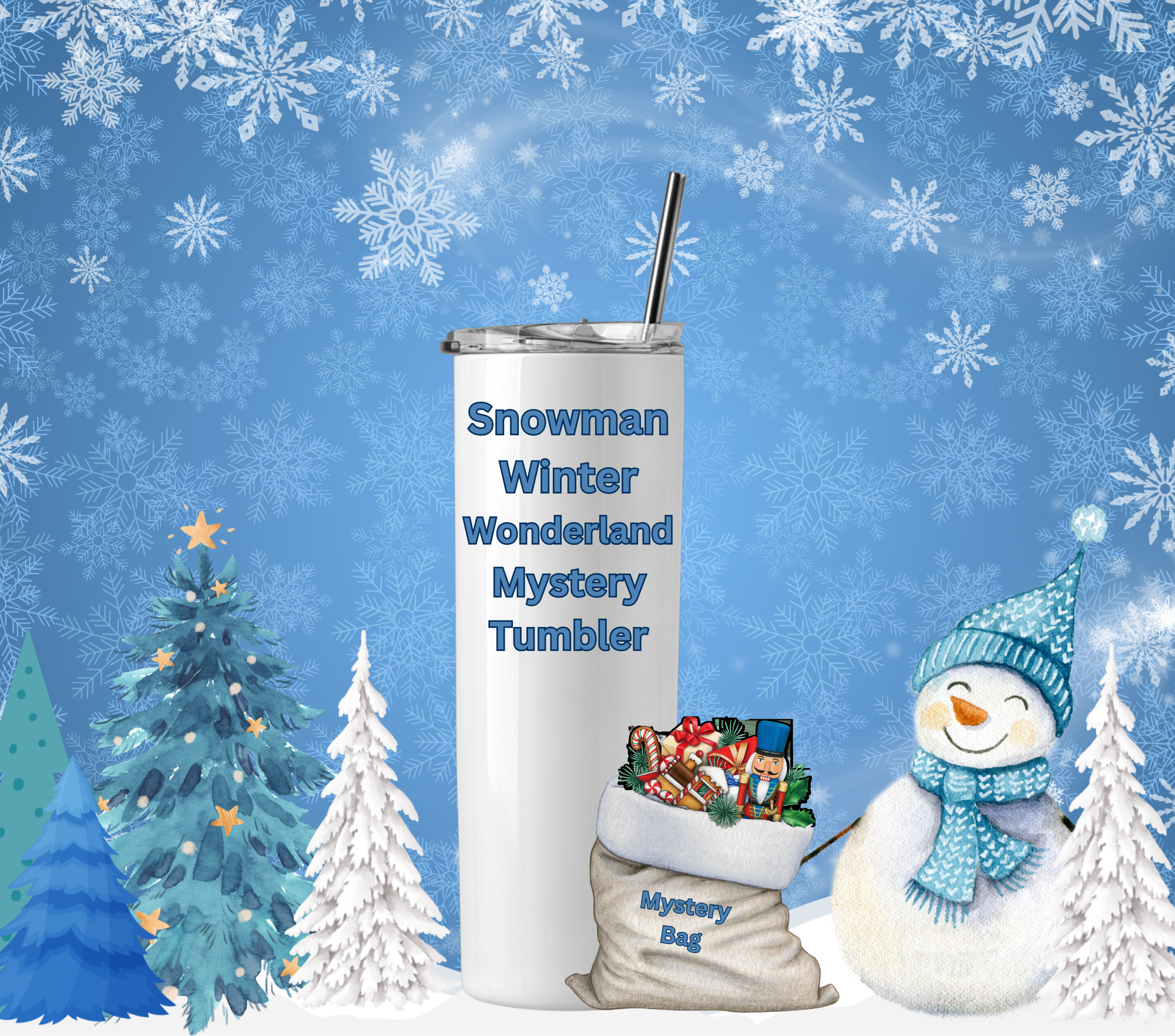 Snowman Winter Wonderland Mystery 20 oz Tumbler with Mystery Gift Bag