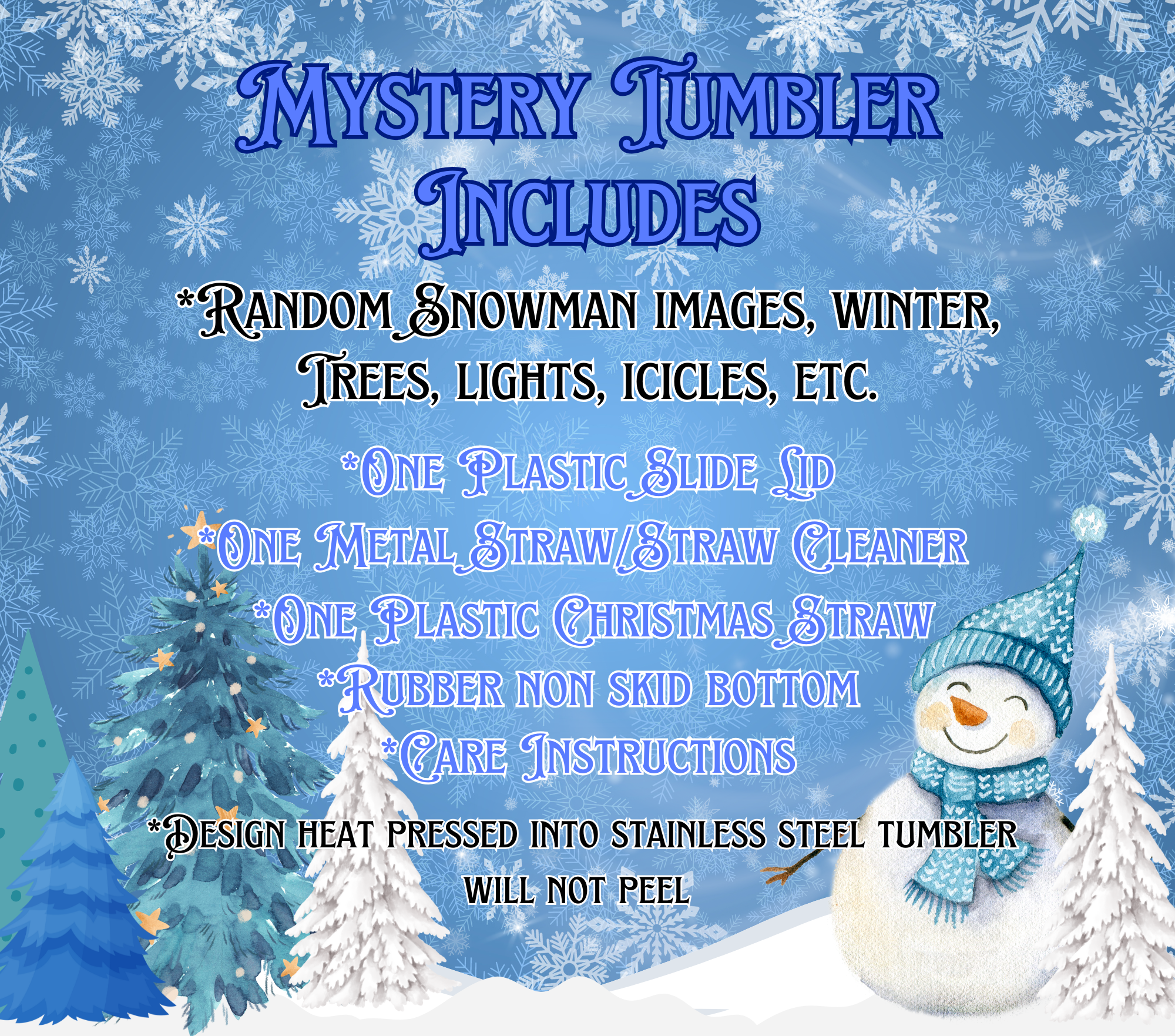 Snowman Winter Wonderland Mystery 20 oz Tumbler with Mystery Gift Bag
