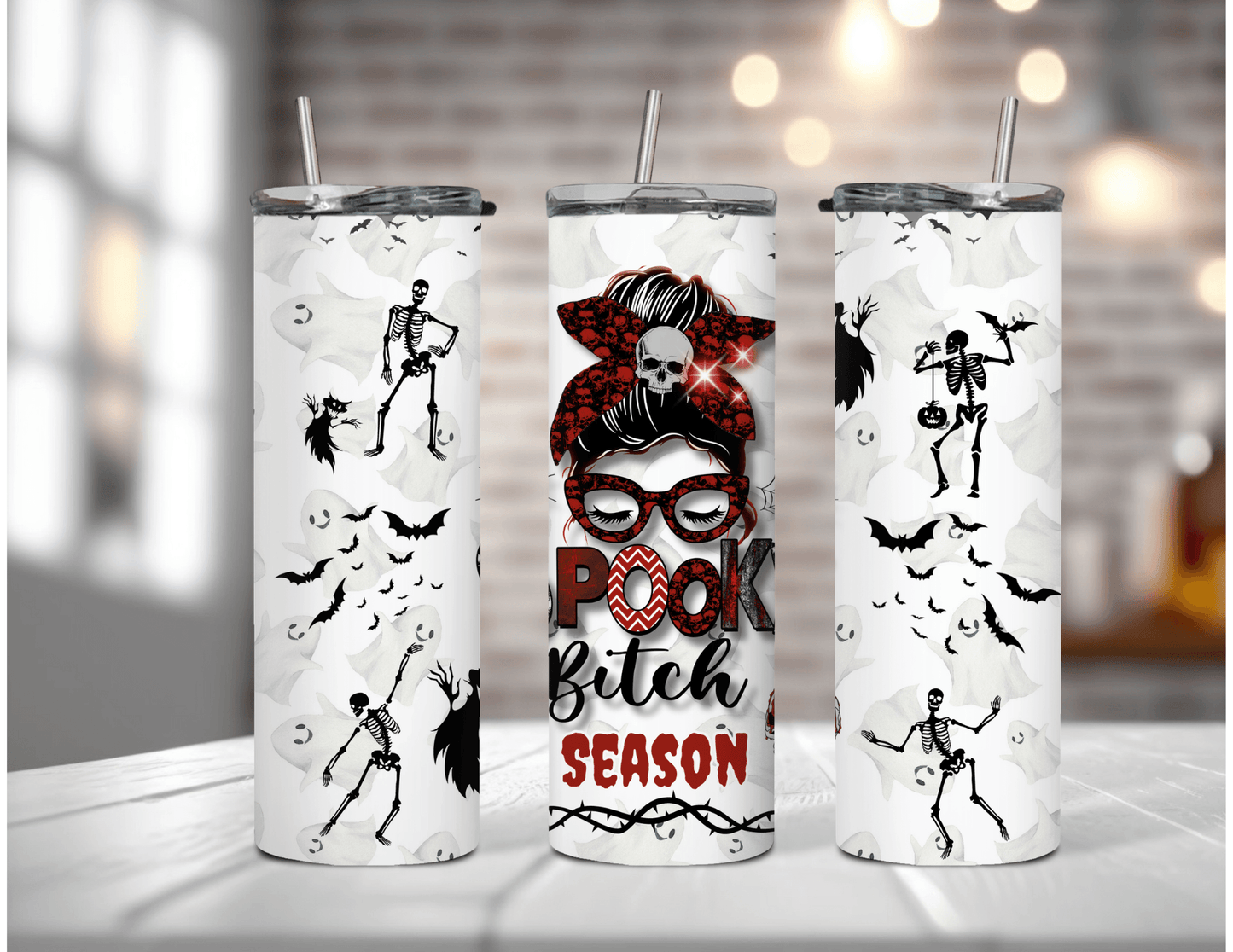 Spooky Bitch Season 20 oz Skinny Tumbler