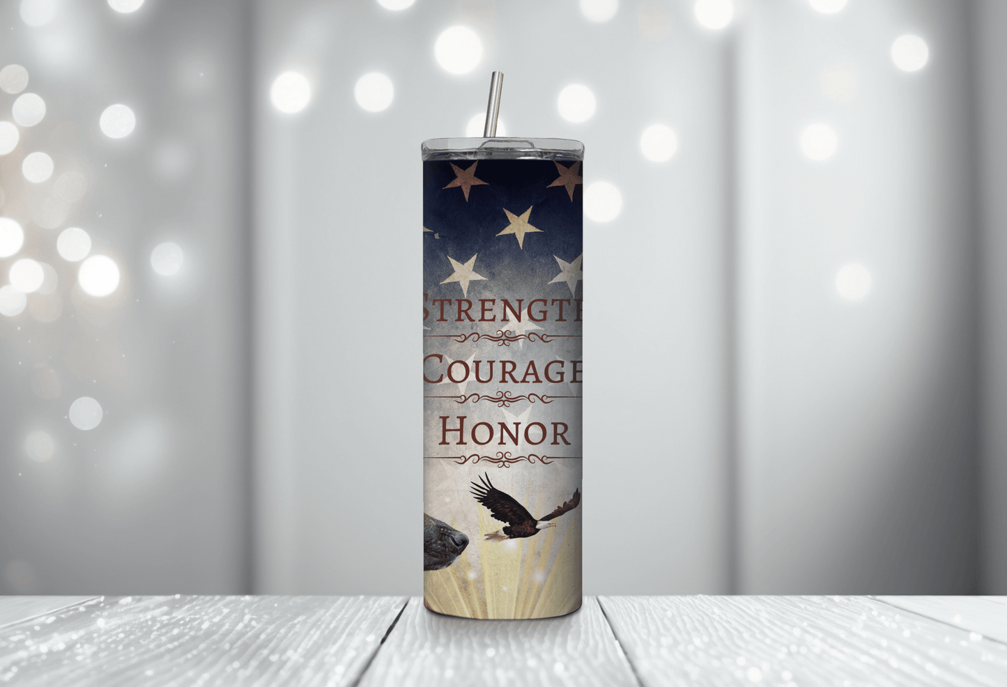 Strength Courage Honor 20 oz Skinny Tumbler