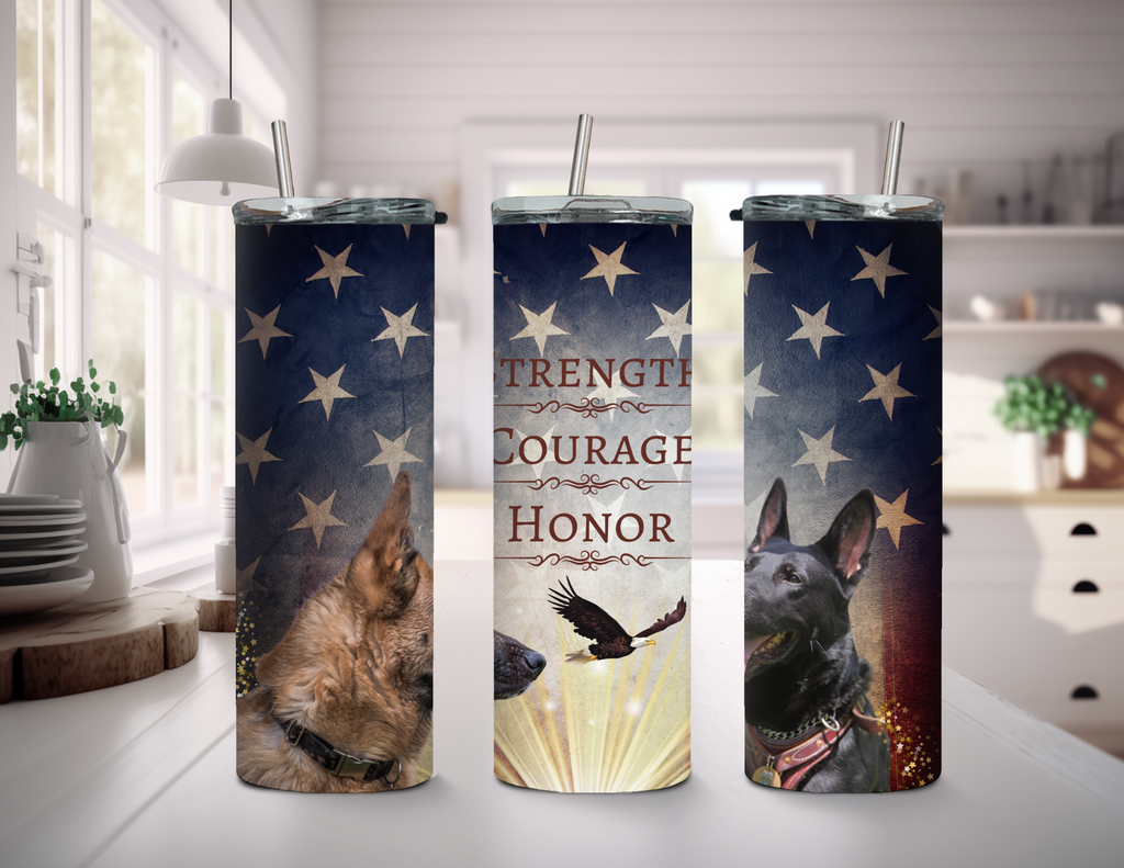 Strength Courage Honor 20 oz Skinny Sublimation Tumbler