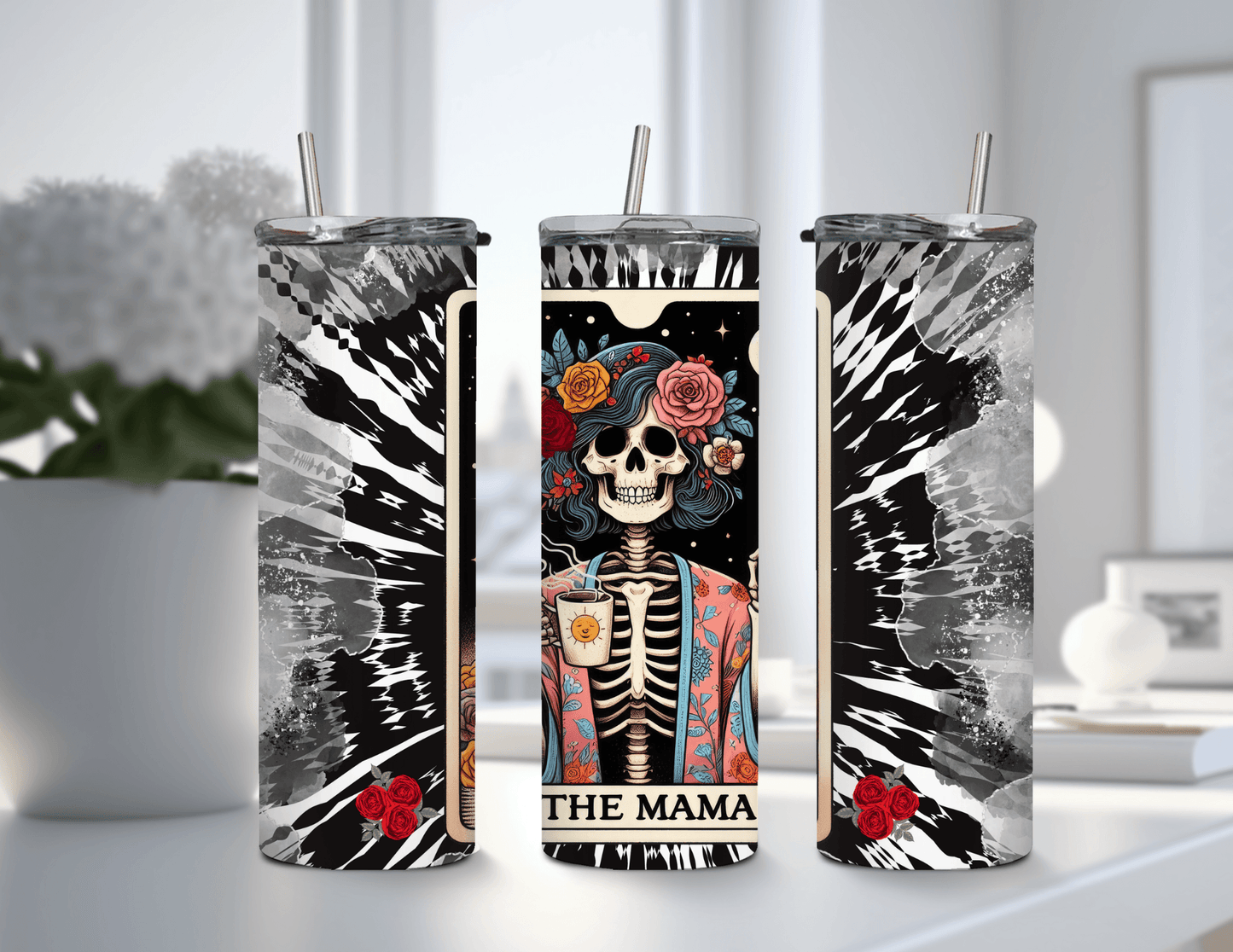 Vaso delgado de 20 oz con la carta del tarot La mamá