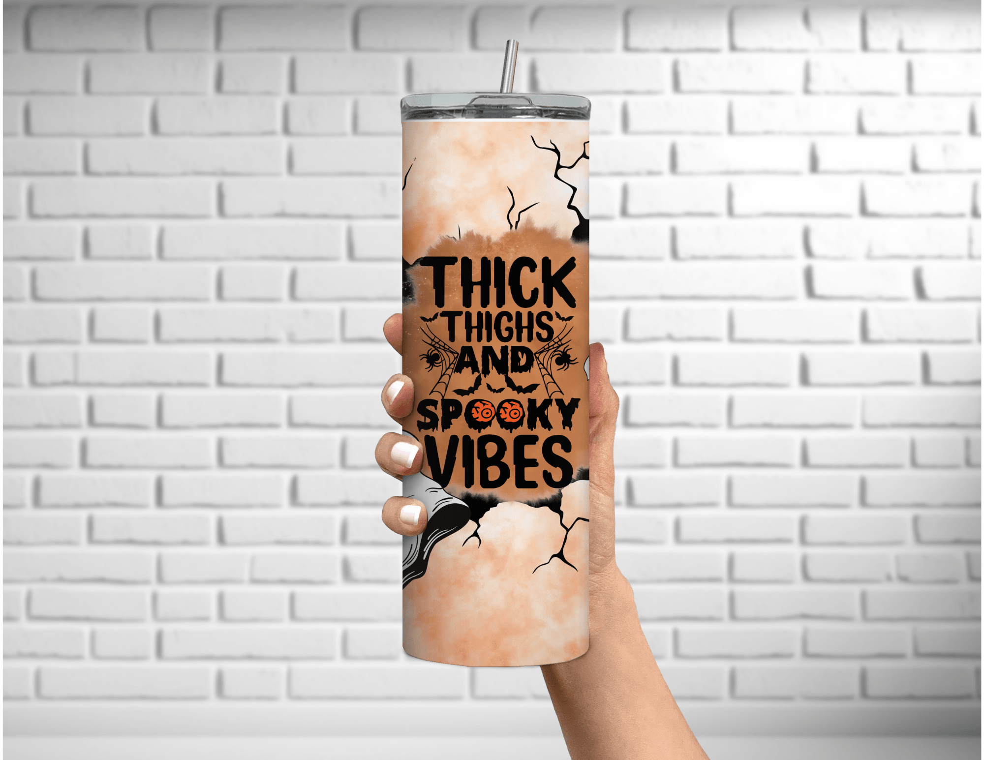 Vaso delgado de 20 oz con muslos gruesos y vibraciones espeluznantes
