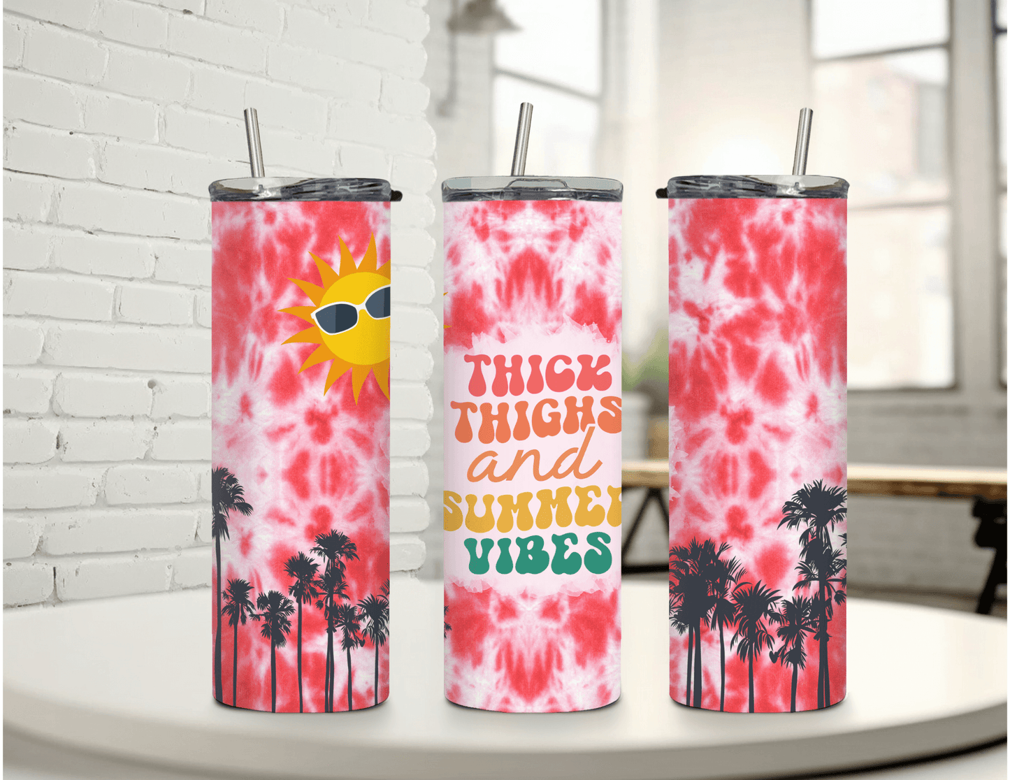 Thick Thighs and Summer Vibes 20 oz Skinny Tumbler