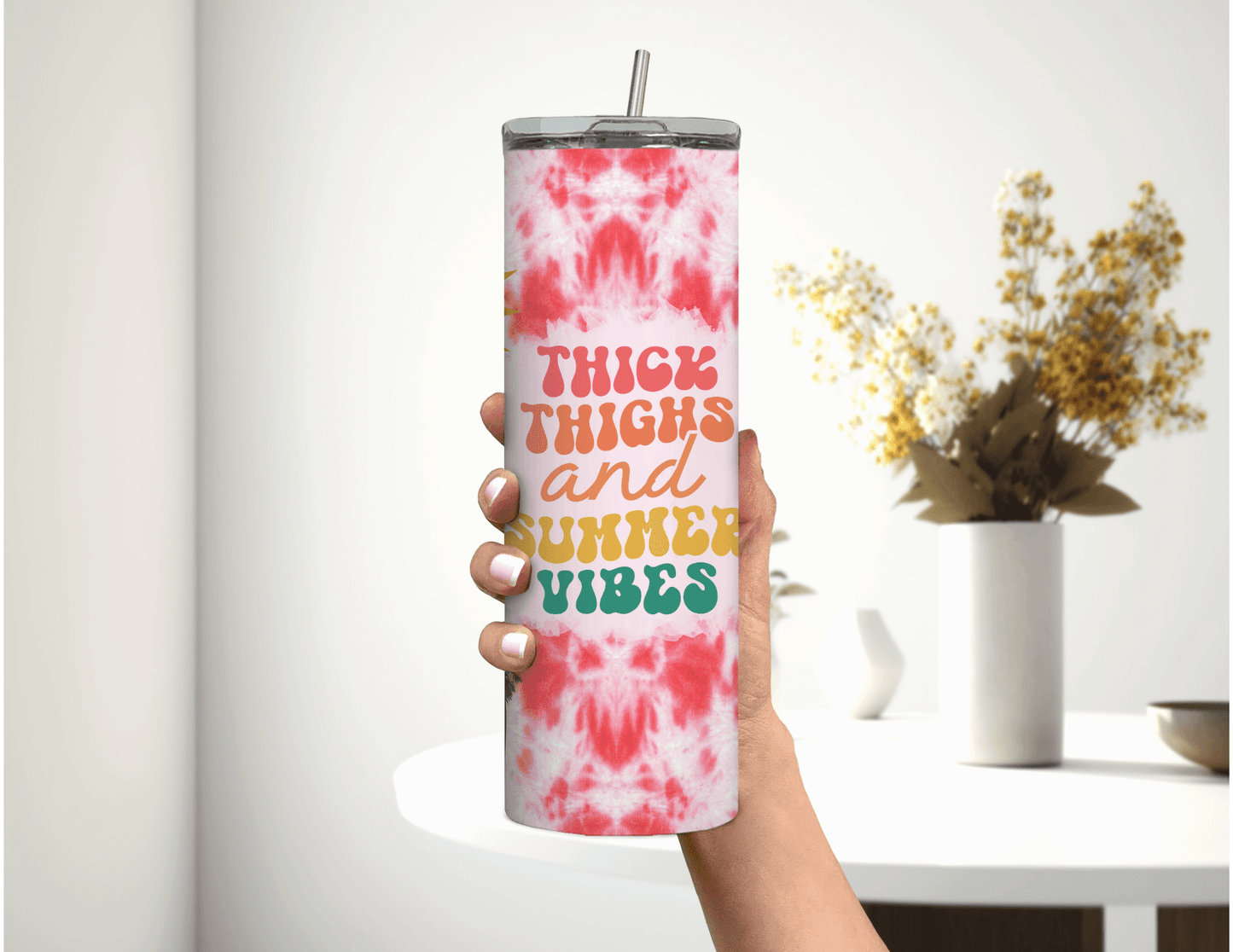 Thick Thighs and Summer Vibes 20 oz Skinny Tumbler