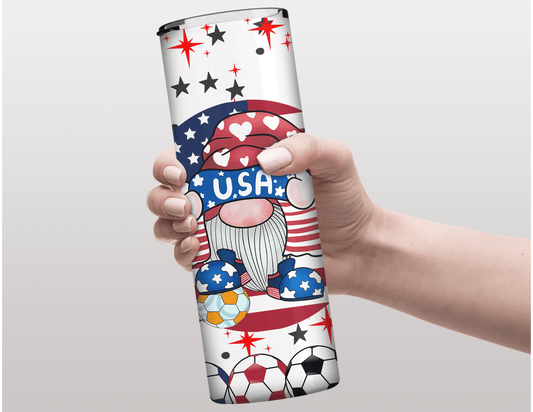 USA Soccer Gnome 20 oz Skinny Tumbler