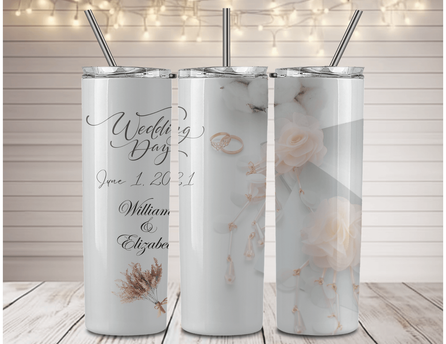 Wedding Day Personalized 20 oz Skinny Tumbler