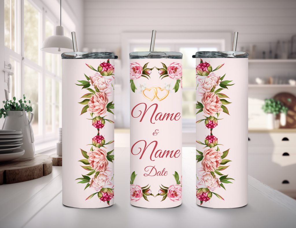 Personalized Wedding/Anniversary 20 oz Skinny Tumbler