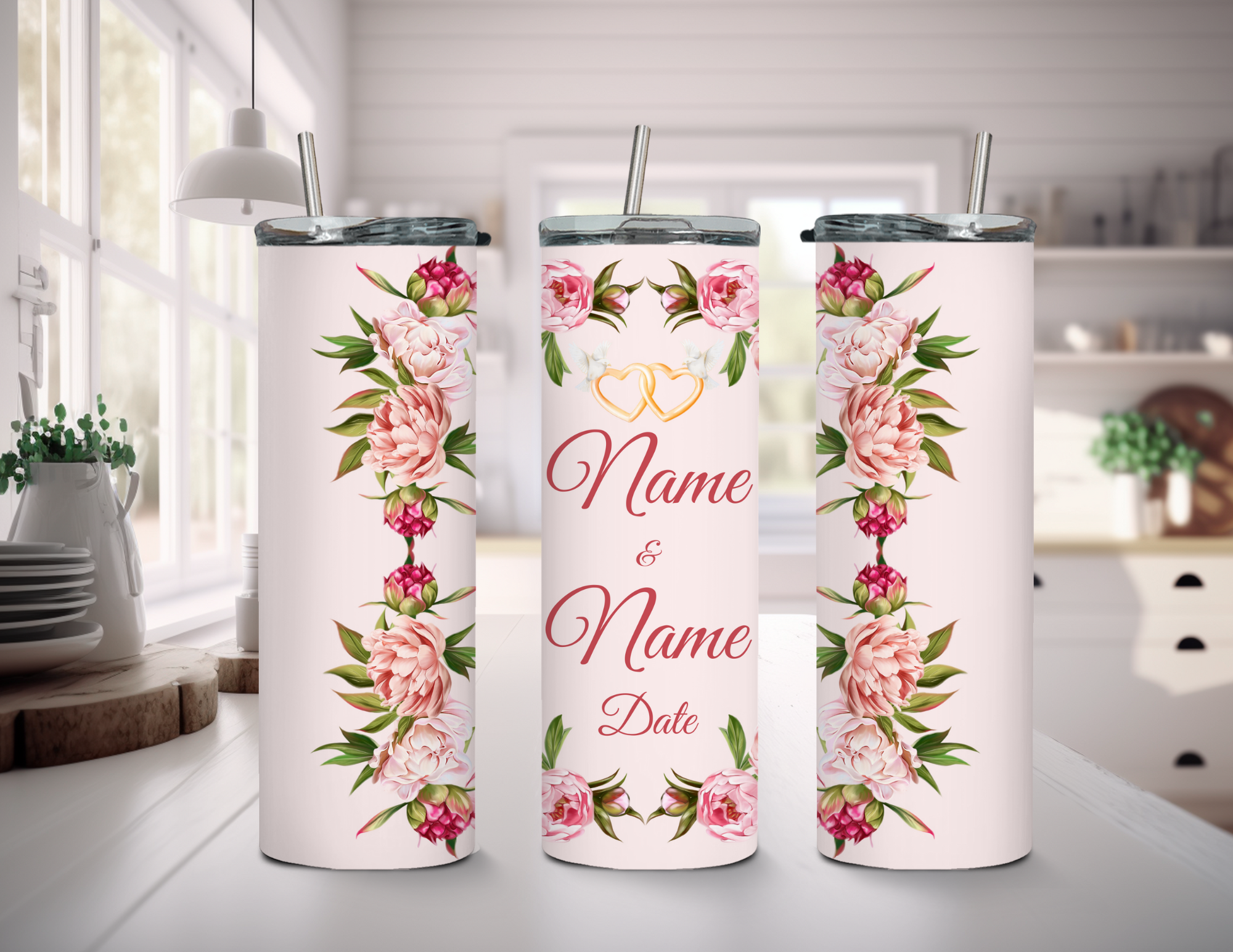 Personalized Wedding/Anniversary 20 oz Skinny Tumbler