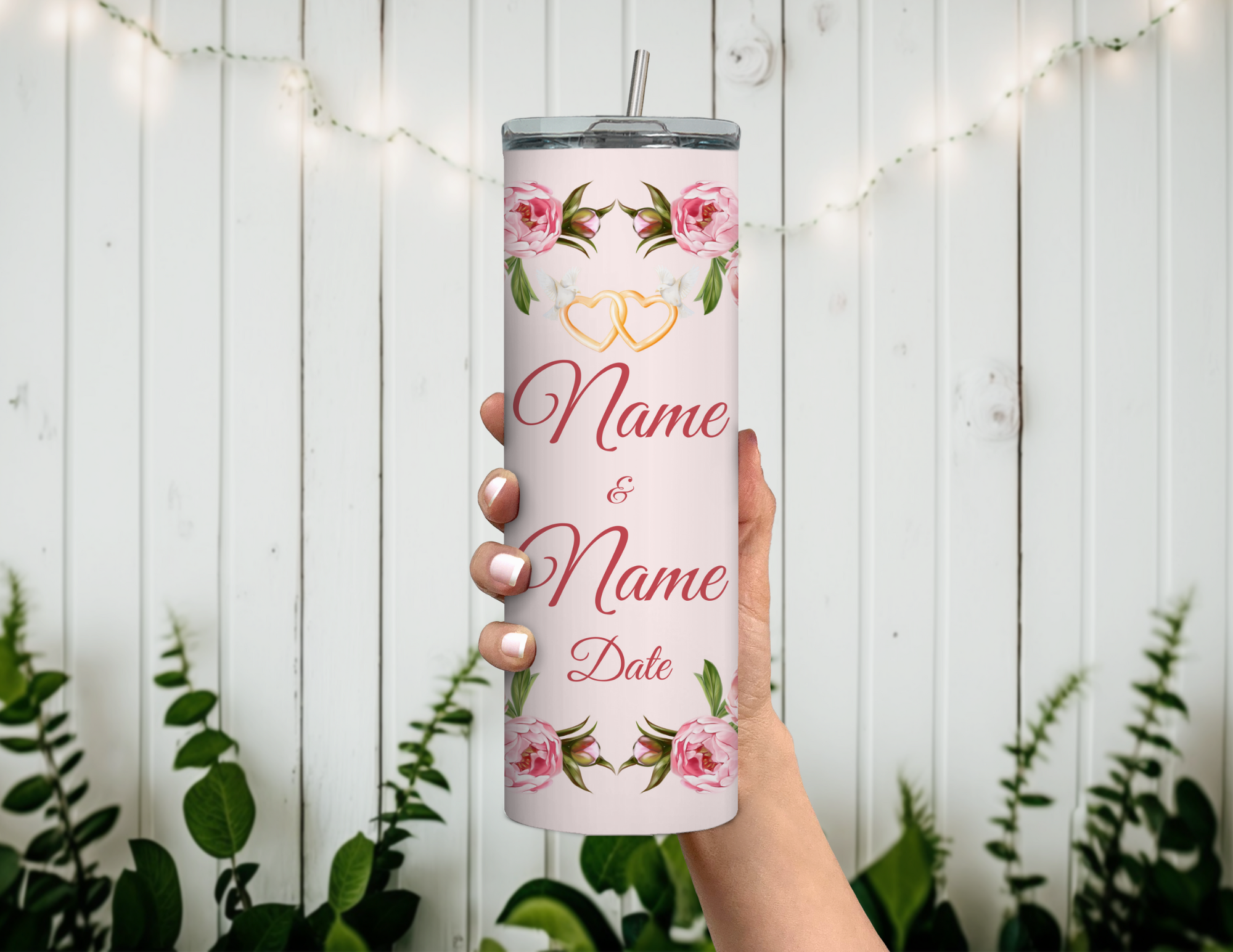 Personalized Wedding/Anniversary 20 oz Skinny Tumbler