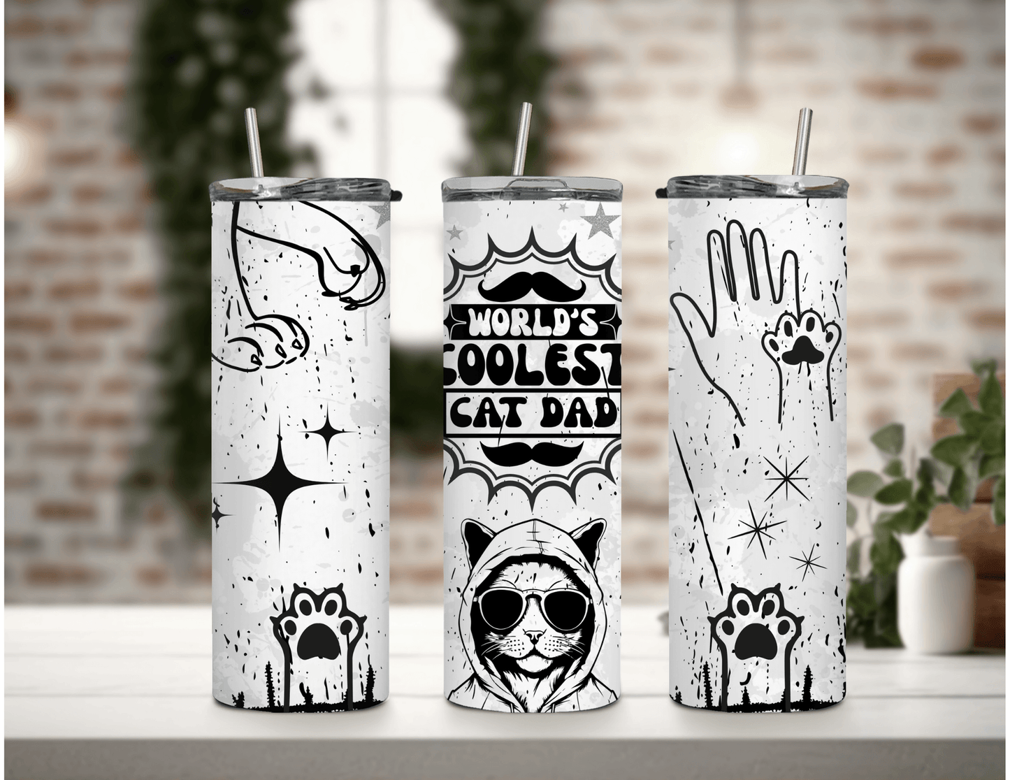 World's Coolest Cat Dad 20 oz Skinny Tumbler