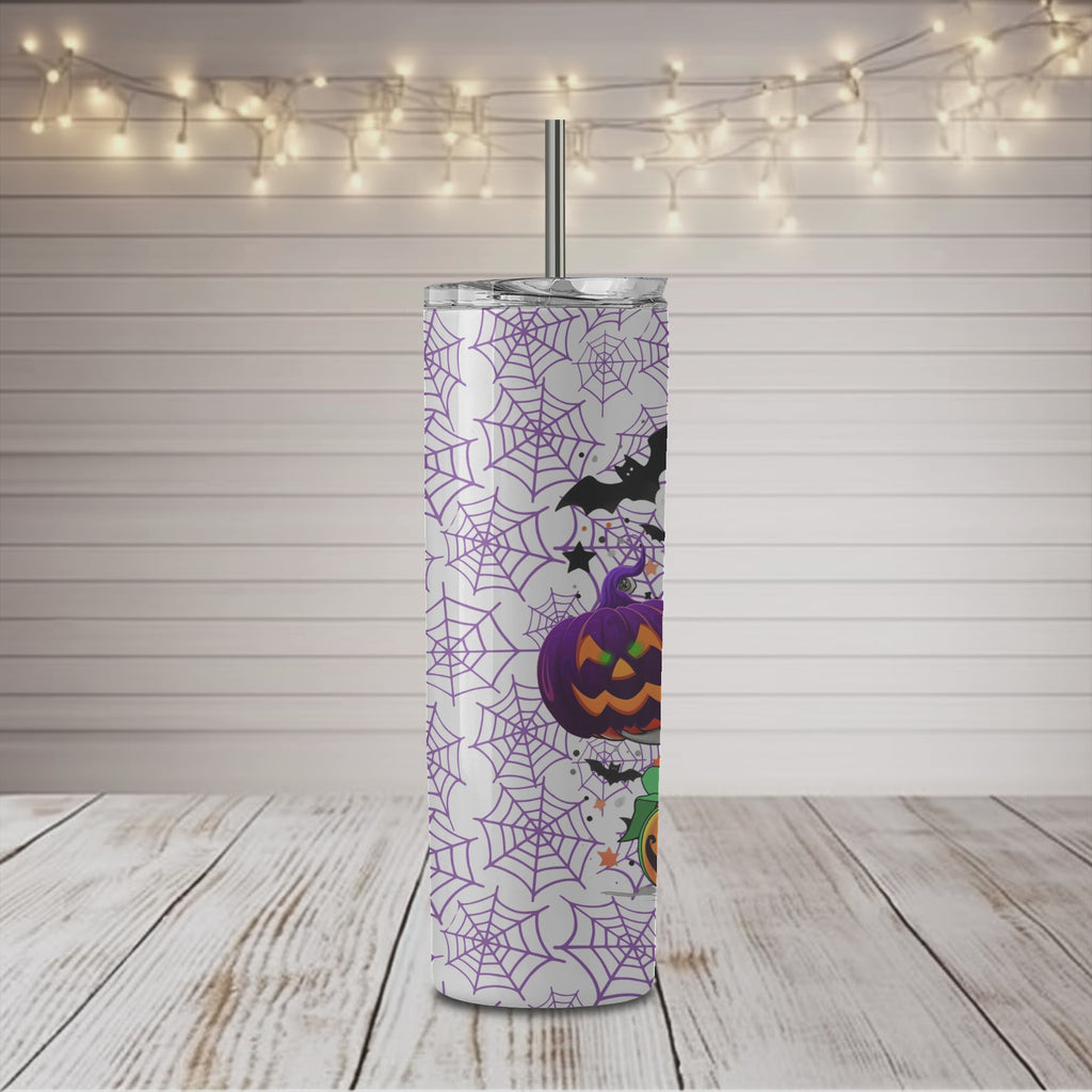 Halloween Ghost Girl Purple Webs 20 oz Skinny Sublimation Tumbler