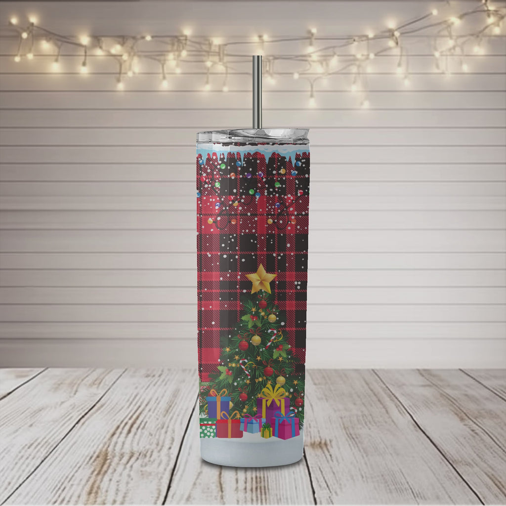 Plaid Merry Christmas Gnome Tumbler