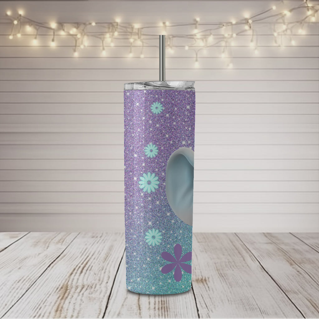 Elephant Purple Teal Glitter 20 oz Skinny Tumbler
