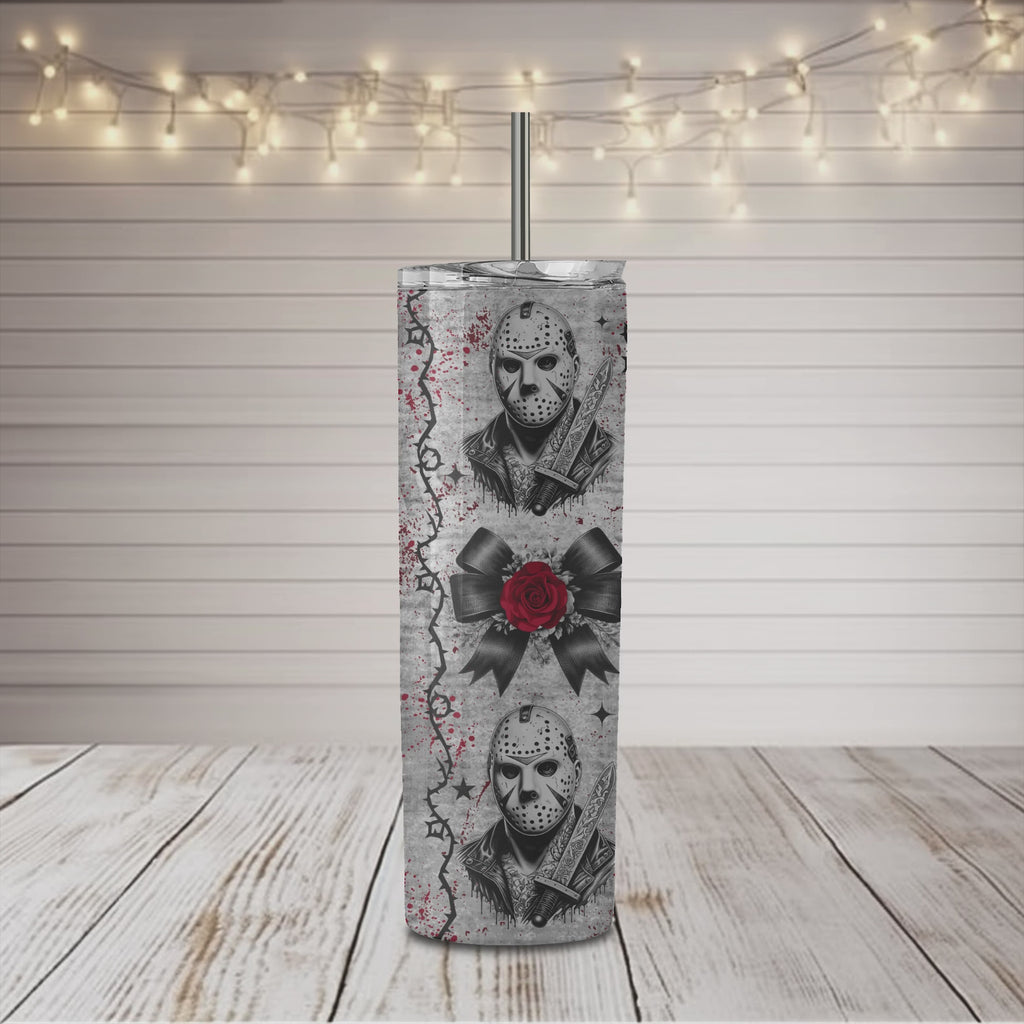 Horror Killer Masked Romance 20oz Skinny Sublimation Tumbler