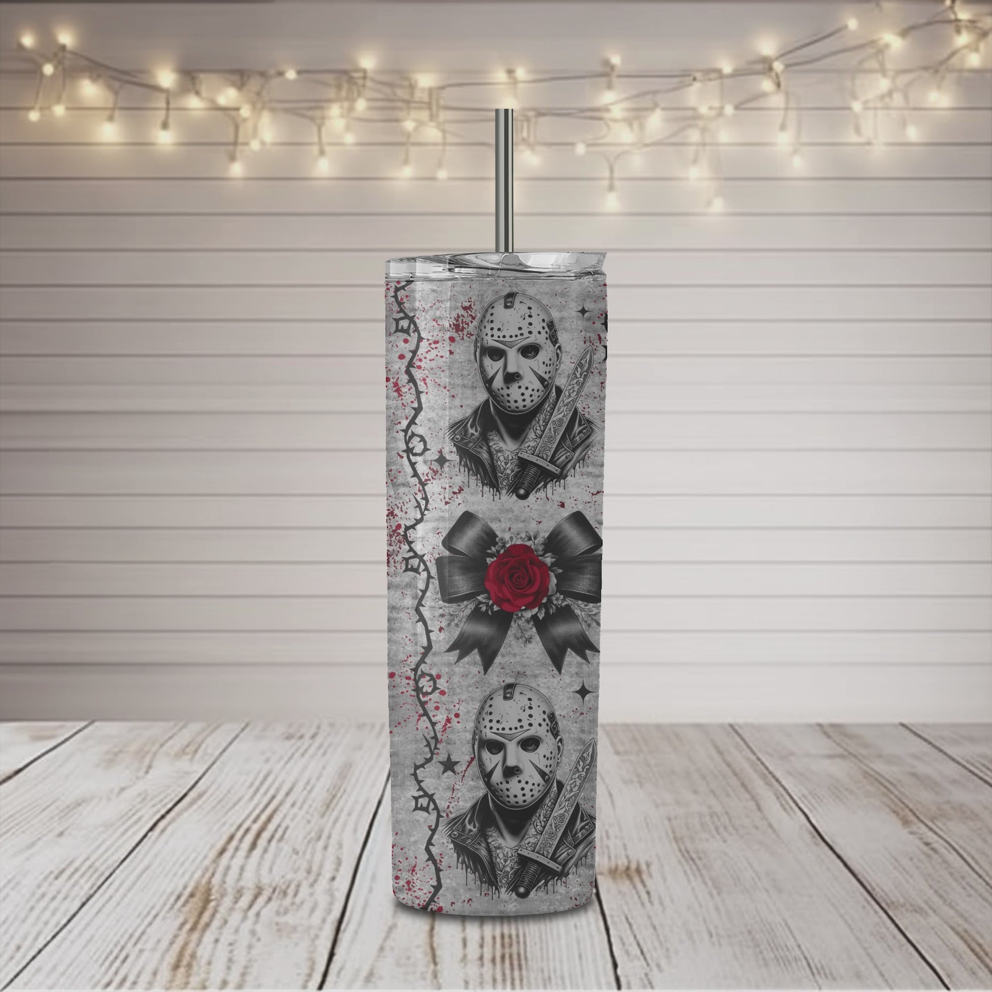 Horror Killer Masked Romance 20oz Skinny Sublimation Tumbler