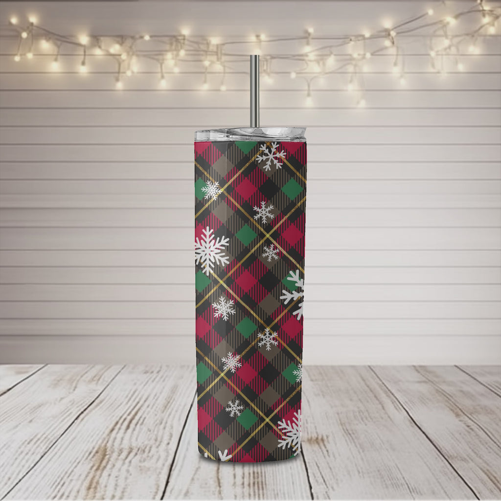 Christmas Plaid Snowflake 20 oz Skinny Tumbler