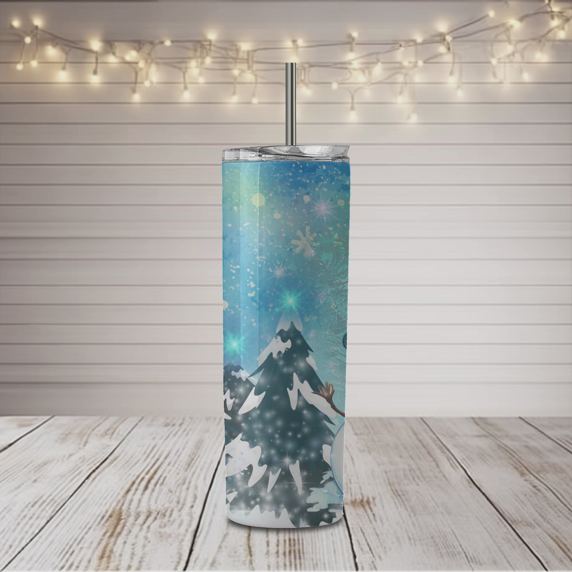 Blue Snowman 20 oz Skinny Tumbler