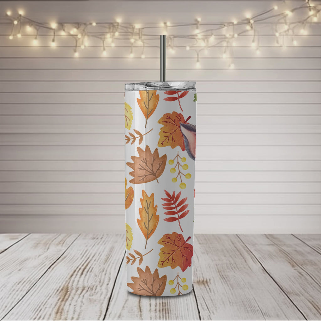 Vaso estrecho de 20 oz con diseño de ciervo bebé de otoño