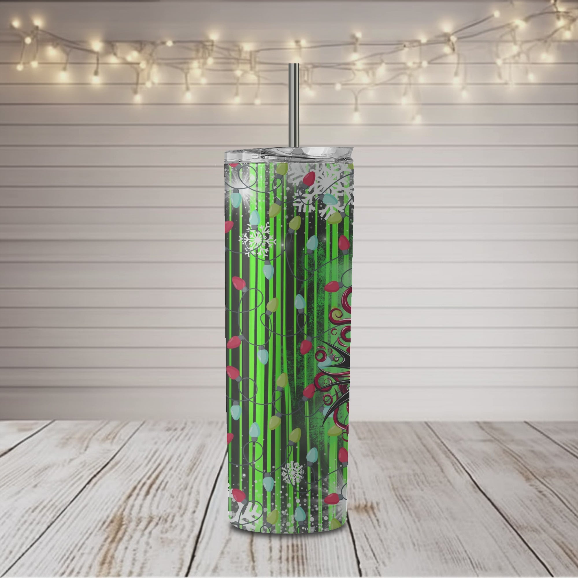 Christmas Green Character with Friend 20 oz Skinny Tumbler