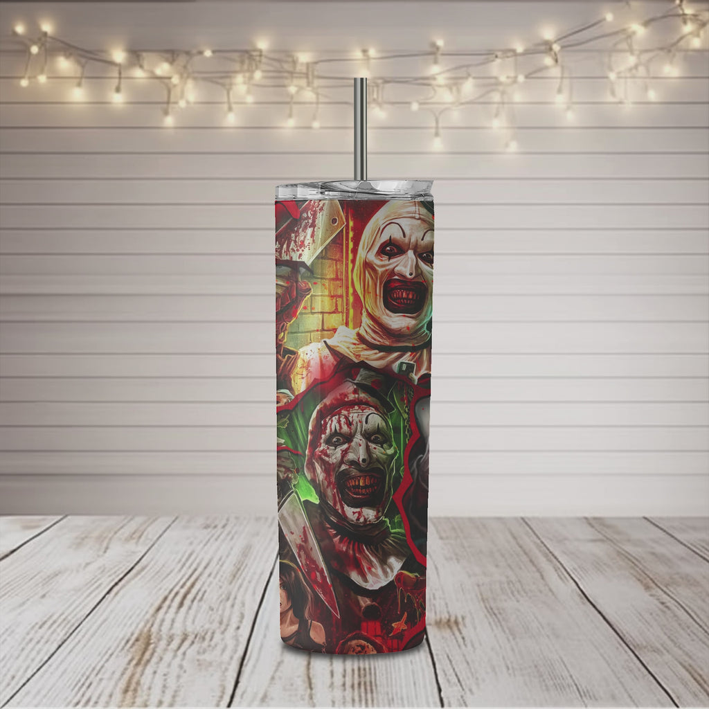 Horror Character Clown Collage 20oz Skinny Sublimation Tumbler