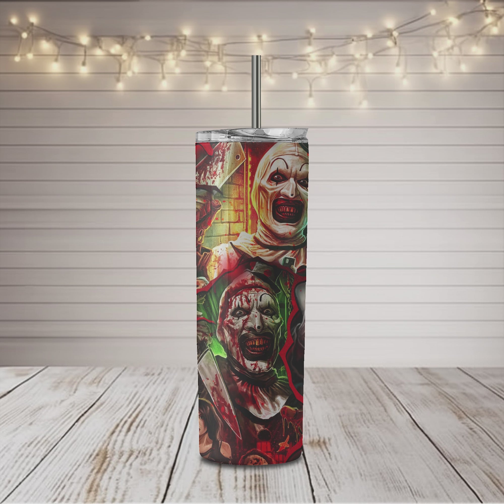 Horror Character Clown Collage 20oz Skinny Sublimation Tumbler