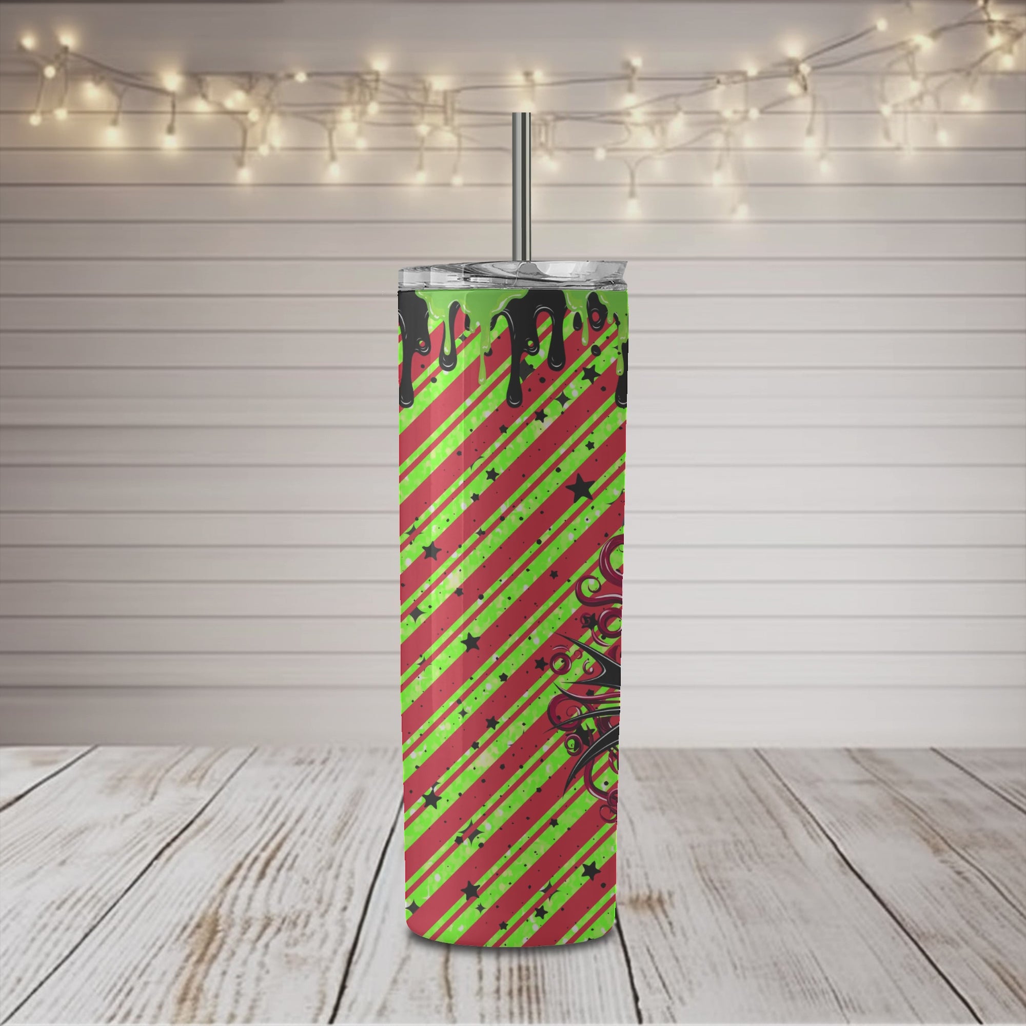 Christmas Cartoon Grinch / Jack Friends Red Stripe 20 oz Skinny Tumbler