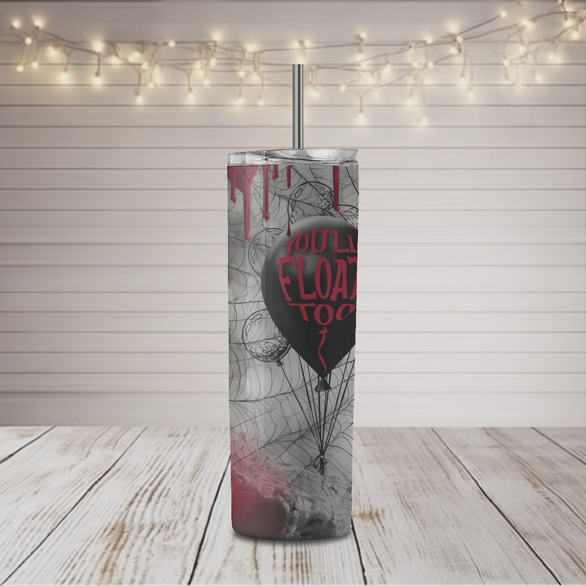 Vaso delgado de 20 oz con forma de payaso de Halloween