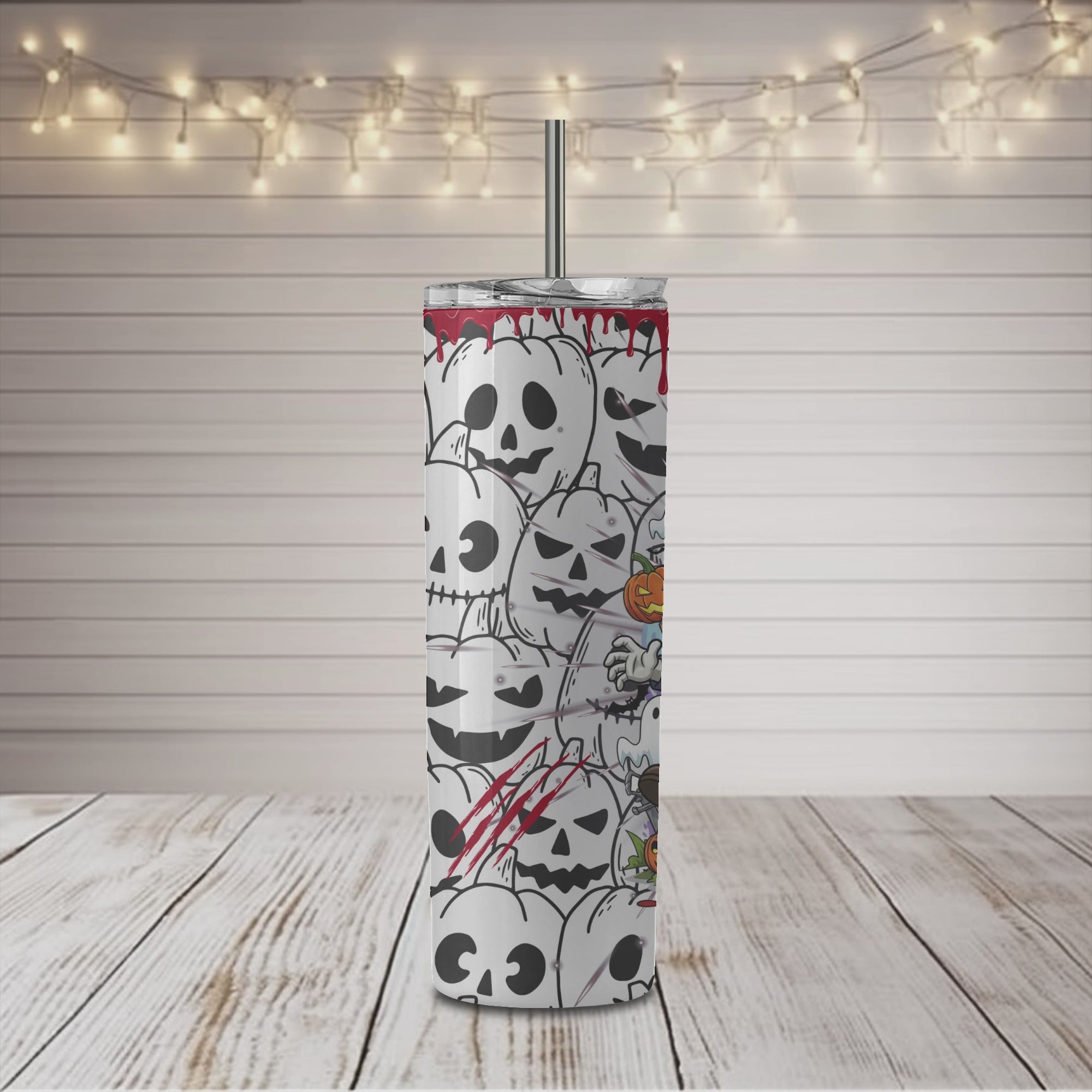 Horror Hallowen Pumpkin Chase 20oz Skinny Sublimation Tumbler