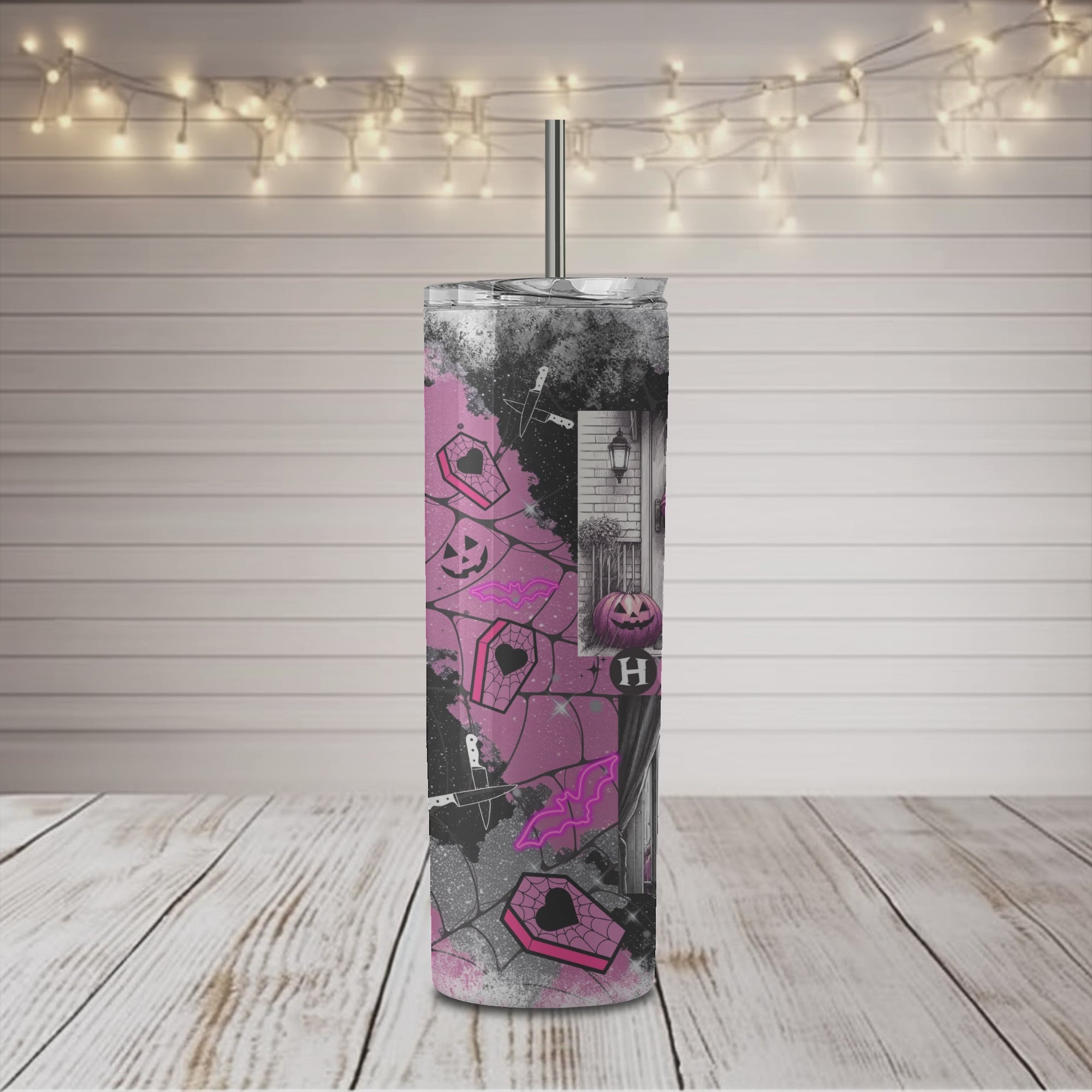 Horror Girl Days Pink  20oz Skinny Sublimation Tumbler