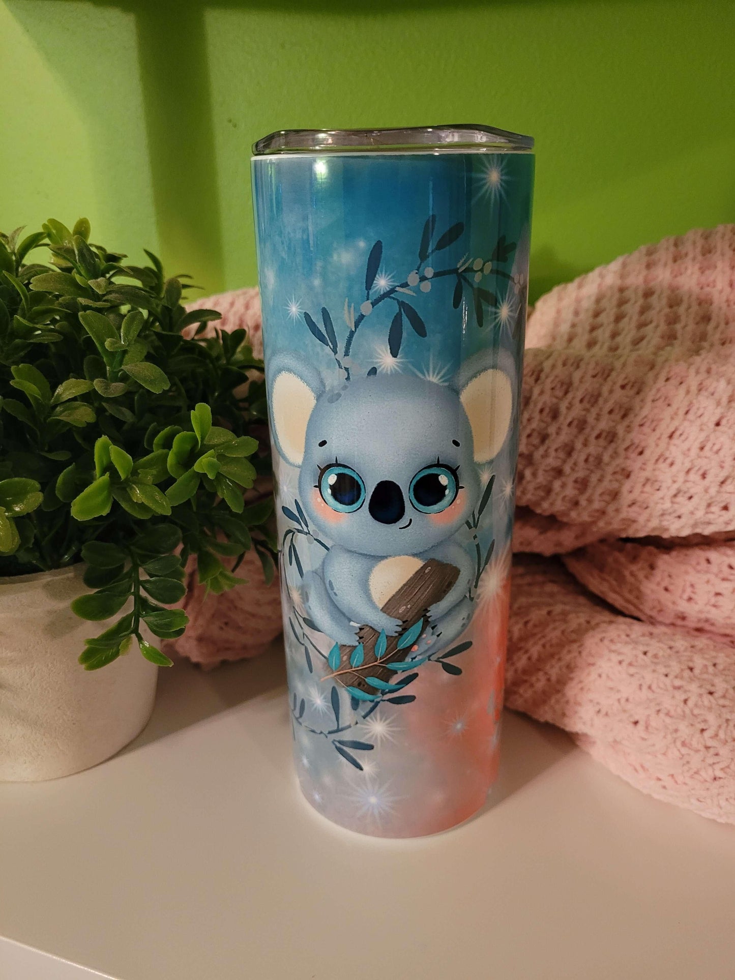 Vaso estrecho de 20 oz con forma de oso koala