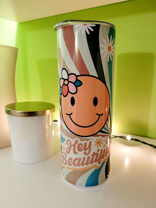 Retro Hey Beautiful 20 oz Skinny Tumbler