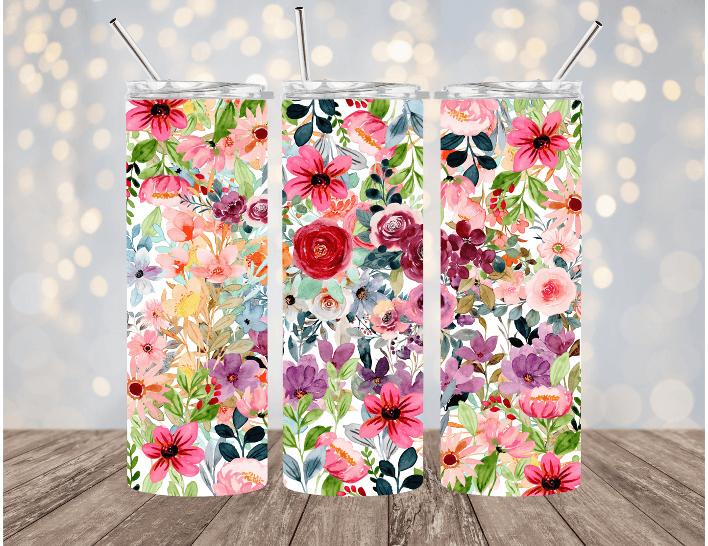 Colorful Spring Flowers 20 oz Skinny Tumbler