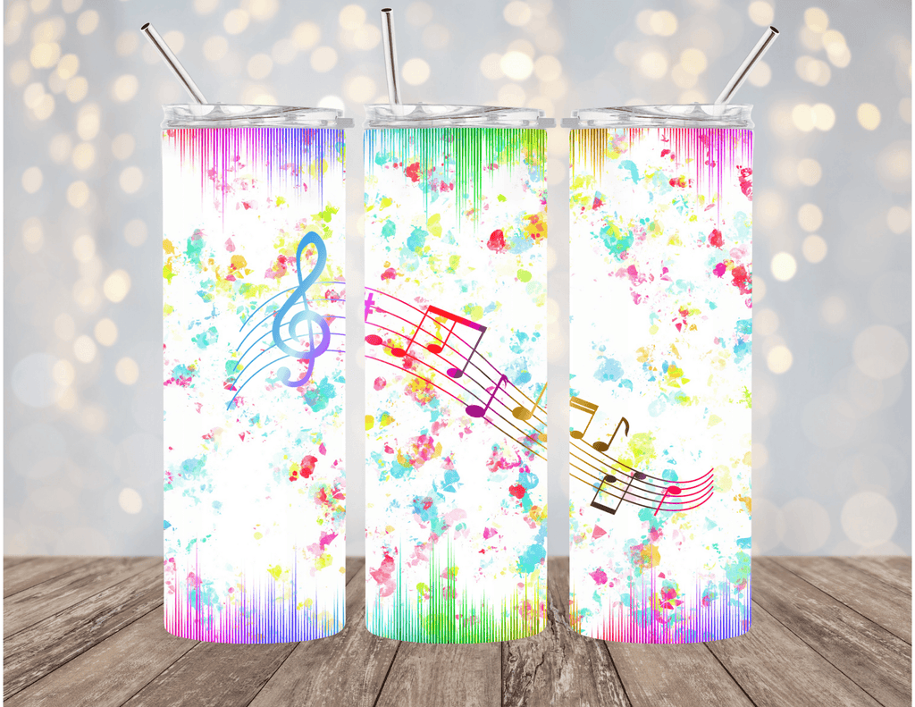 Music Rainbow Notes 20 oz Skinny Tumbler