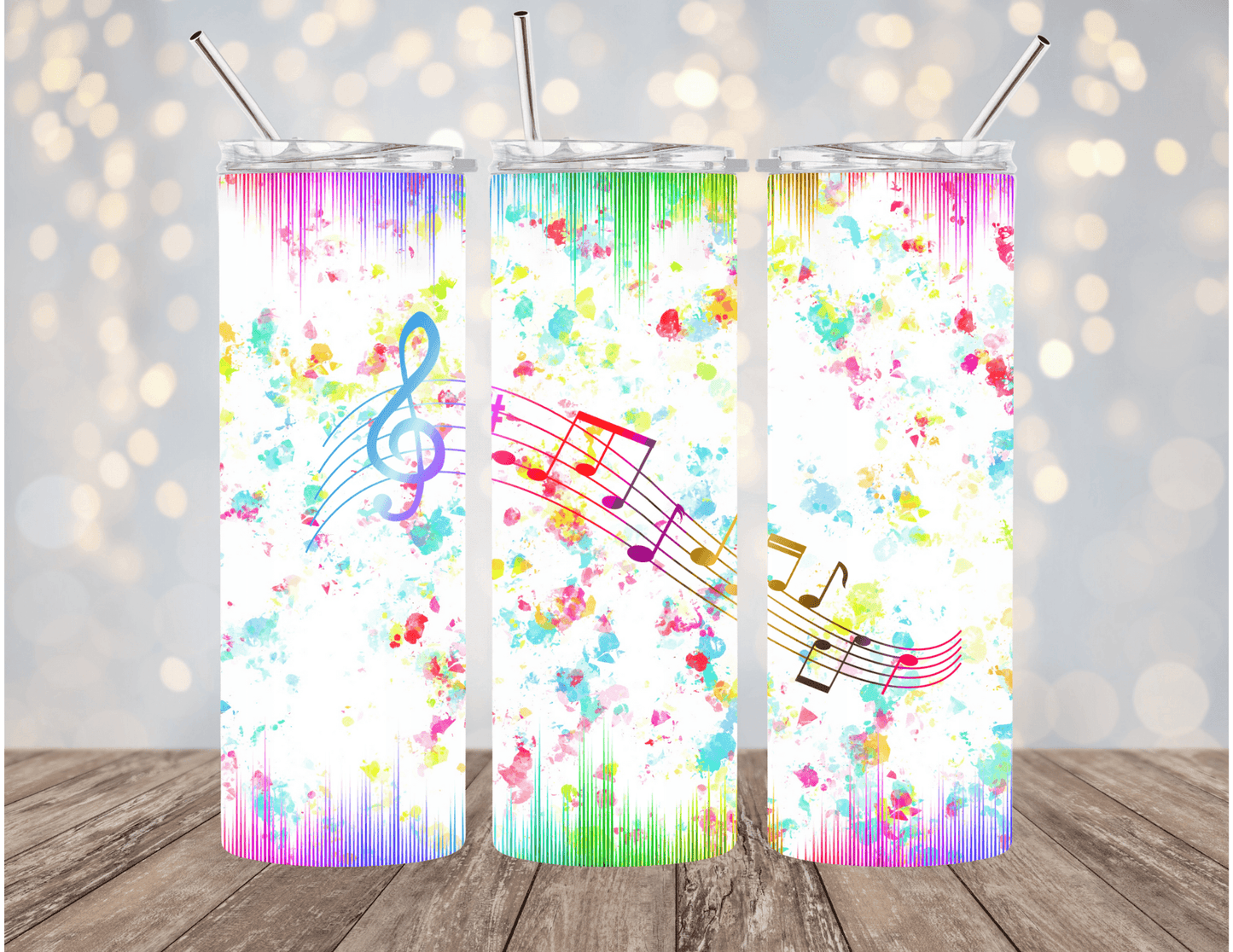 Music Rainbow Notes 20 oz Skinny Tumbler