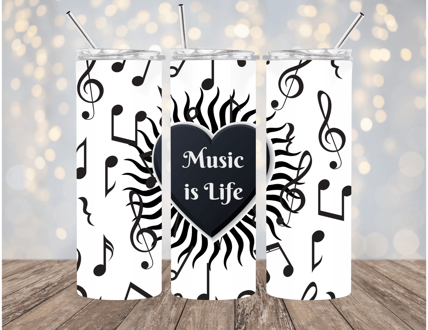 Music is Life 20 oz Skinny Tumbler